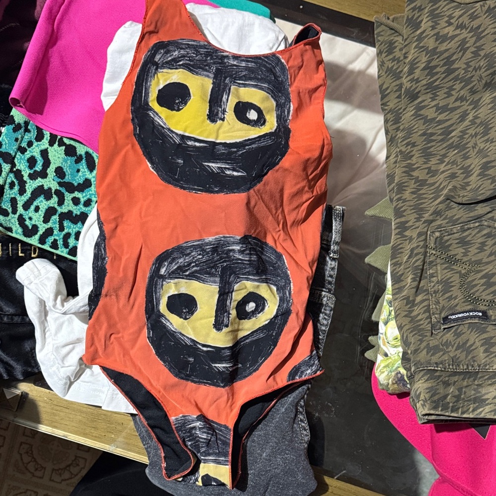 nununu Kids Ninja Print Bodysuit - Orange and Black